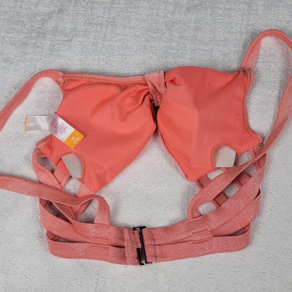 No Boundaries Bikini Top Juniors Size M Triangle Strappy Metallic Peach Smoothie - Picture 7 of 10